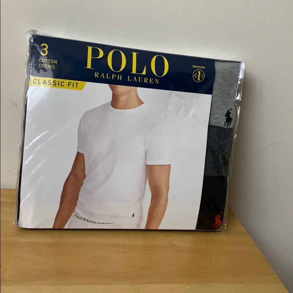 Polo Classic Fit Cotton Crew 3 Pack Undershirts -3 Solid Colors